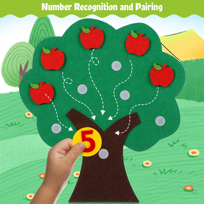 MAGICLULU Felt Apple and Number Tree, Kids Math Numbers Counting