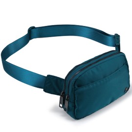 Pander Everywhere Belt Bag for Women, 5 Zipper Pockets RPET Polyester Crossbody Fanny Pack Purse (Teal Blue, One Size)