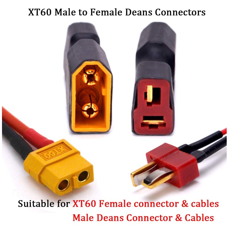 Male XT60 to Female Deans T-Plug Connector Adapter No Wires