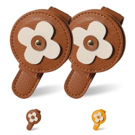 KEVANCHO Magnetic Sunglass Holder for Car Visor Clip 2 PCS, Leather Car Glasses Holder, Visor Accessories Eyeglasses Holder Glasses Storage Case (19-Brown)