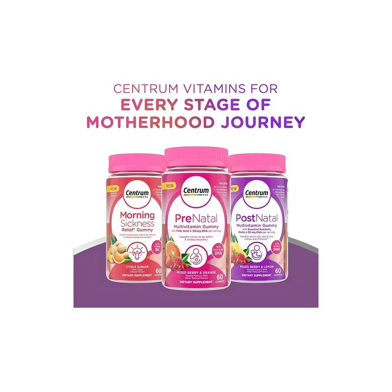 Centrum Multi Vitaminas Prenatal Ácido Fólico Dha Gomitas Sabor Frutos