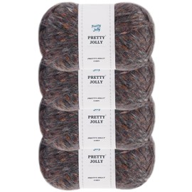 Pretty Jolly 4 Skeins Fluffy Air Yarn for Crocheting, Soft & Colorful, Wool-Acrylic Blend, 3 DK Light Worsted Weight Yarn for Knitting, Quality Tweed Wool Yarn (Total 200g/560m) (Dark Grey)