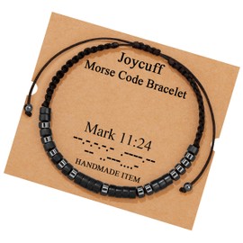 JoycuFF Morse Code Bracelets for Women Bible Verse Christian Gifts Inspirational Jewerly Encouragement Gifts for Friend Birthday Eater Christmas Mark 11:24