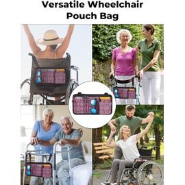 ZHCHG Wheelchair Side Bag with Cup Holder, Wheelchair Armrest Pouch Accessories for Walker, Rollator, Electric Scooter Wheelchairs, Ideal Gift for Mother's Day & Father's Day