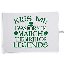 Hippowarehouse Kiss me I was born in March the birth of legends Tea Towel Eco Printed Dish Cloth Kitchen accessory 50cmx70cm 100% Cotton