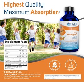 Trace Minerals Children's Omega-3 - Liquid Supplement Supports Nervous & Immune System Function - Health Supplement for Children - EPA & DHA Supports Brain & Eye Development - Orange, 8 fl oz