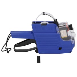 MX6600 Pistola Etiquetadora de Precios 10 Dígitos 2 Líneas Máquina de Etiquetado Etiqueta de Precio de Doble Línea Etiquetadora de Papel Herramienta de Fijación de Marcador para (Azul)