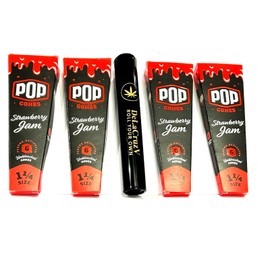 Pop Cones Flavored Cones 1 1/4 Straberry Jam 4 packs of 6 cones with DeLaCruzV Tube.