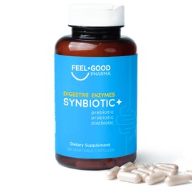 Enzimas digestivas Feel Good 4 en 1 Synbiotic con prebióticos, probióticos y postbióticos salud intestinal, digestión y alivio de la hinchazón...     
