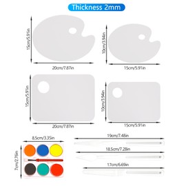 4 Stück Mischpalette Acrylfarben Transparent Malpalette, Fingerloch,Glatte Oberfläche,Komfortable Berührung,Umweltfreundlich,DIY-Handwerk-Malerei,mit 5 Malerei-Zubehör