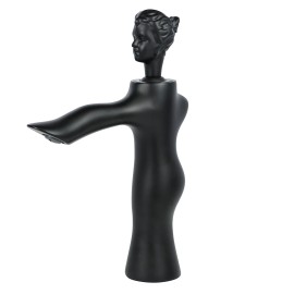 Matte Black Vessel Sink Faucet - Vintage Statue Design Single Handle Tall Spout for 1 Hole Deck MountColor: matte black, Surface Finishing: Oil Rubbed