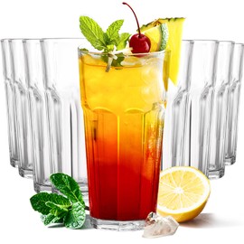 Etolies Highball Drinking Glasses Set of 9, Water Glasses 16 oz,Iced Tea Glasses for Water, Juice, Cocktails,Milkshake,Coke,Soda,Beverages. Heavy Base Tumbler,Kitchen and Bar Glassware,Gifts for Dad