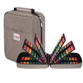 JAKAGO Pencil Case with 90 Large Elastic Compartments - Holds up to 270 Pencils, Crayons or Gel Pens - Ideal for Artists (Grey)