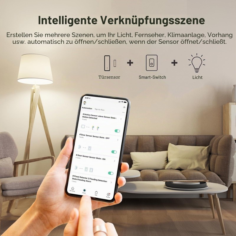 Smart WiFi Sensor for Doors and Windows, Alarm for Doors
