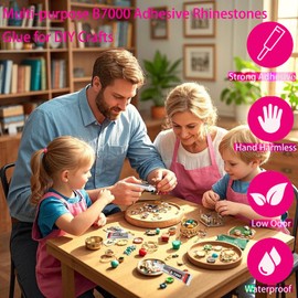 B-7000 Glue Clear for Rhinestone Crafts 15ML B7000 Glue Clear with Precision Tip -The Ultimate Tacky B7000 Adhesive for Jewelry Metal Stone Nails Art Glass Leather Wood Model Shoe (4x0.5oz)