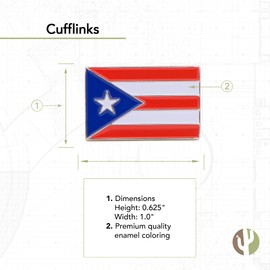 Desert Cactus Puerto Rico Flag Cufflinks Formal Wear Blazer for French Cuff Shirt Rectangle (Cufflinks - Flag)