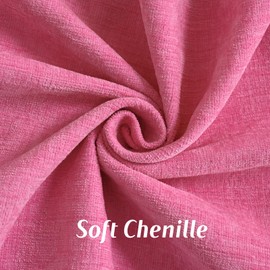 FUTEI Hot Pink Chenille Throw Pillow Covers 24x24 Inch Set of 2,Double Stitch Scalloped Bordered Soft Square Cushion Case,Home Decor for Couch,Bed,Living Room