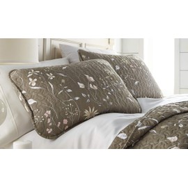 Southshore Fine Living, Inc. The Secret Meadow Collection Quilt 3 Piece Set, King/California King, Olive Brown
