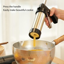 Churros Press Gun with 3 Churros Press Stencil Discs, Reusable Classic Stainless Steel Churros Press Set for Baking DIY Churros