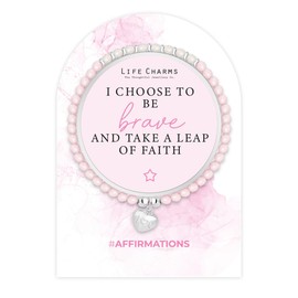 Life Charms Crystal Bead Handmade Charm Bracelet - Be Brave Positive Affirmation Quote - Inspirational Silver Plated Mantra Jewellery