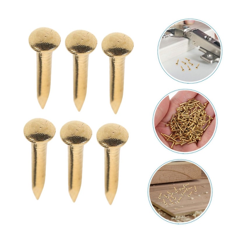 LALAFINA 100pcs Copper Round Head Furniture Nails Sharp Copper Nails