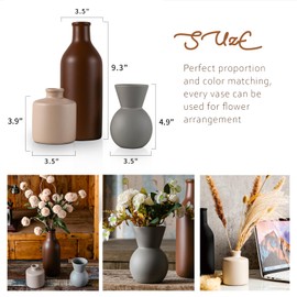 TBOHCRAFED Ceramic Flower Vase Without Dried Fake Flowers, Small Vase for Centerpieces, Modern Vases for Home Decor- 3 Pcs