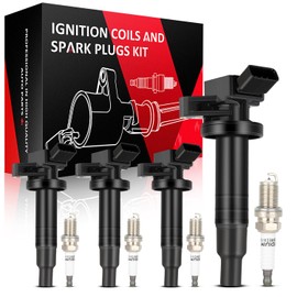 SCITOO Ignition Coil Coils & Iridium Spark Plugs fit for Toyota Corolla Celica GT Prizm Vibe Matrix XR MR2 Spyder 2000-2009 L4 1.8L UF247 4 ignition coils for 4 iridium Spark Plugs