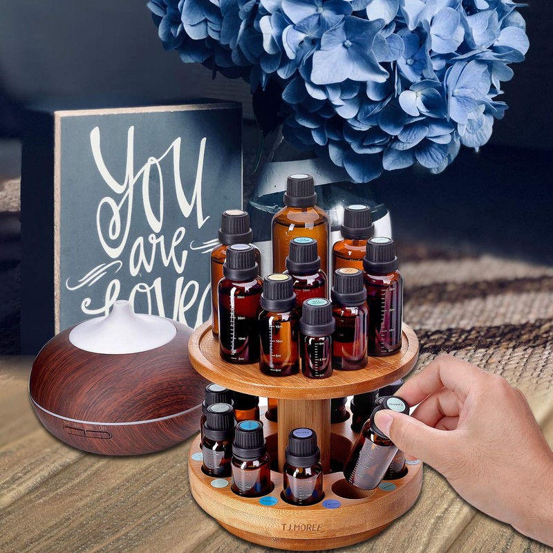TJ.MOREE Bamboo Diffuser Holder Carousel- 2 Tier Height Increase Rack