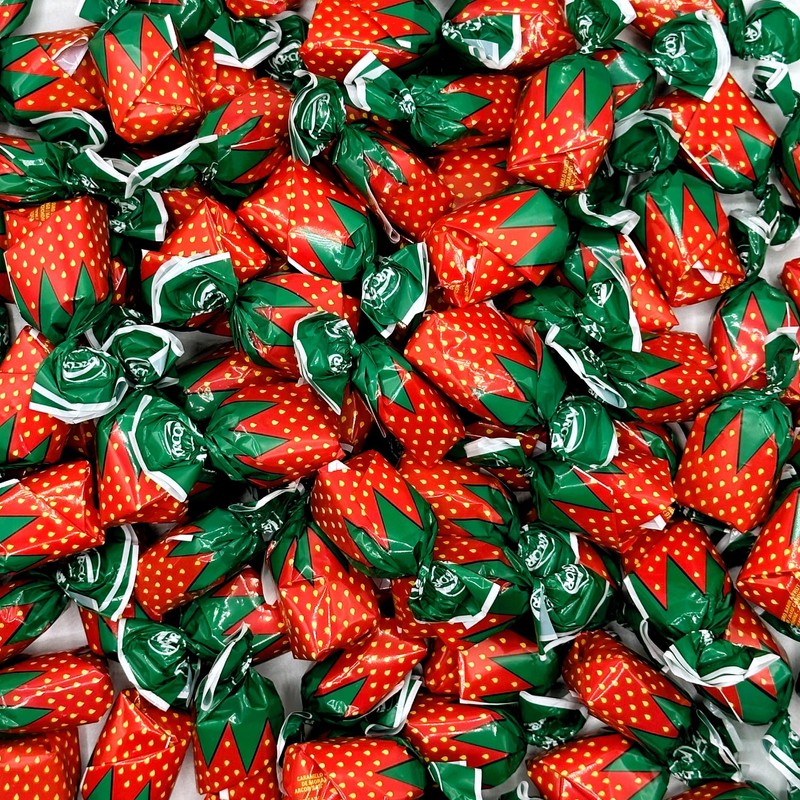 Strawberry Filled Hard Candy - Individually Wrapped Strawberry Bon Bons