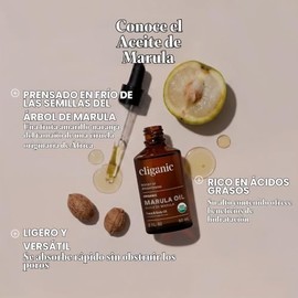 Cliganic Aceite de marula orgánico, 100% puro, para cara y cabello, prensado en frío natural, sin refinar