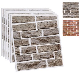 33 PCS 3D Wall Panels Peel and Stick for Interior Wall Decor, Faux Stone Wall Panel Self-Adhesive Wallpaper, Foam 3D Wallpaper for Living Room Bedroom Study Room Cover, Rock
