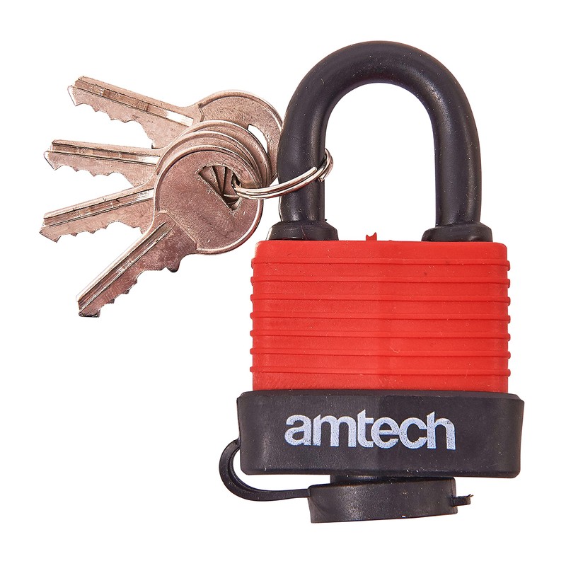 Amtech T0745 40mm Weatherproof Padlock Black & Red