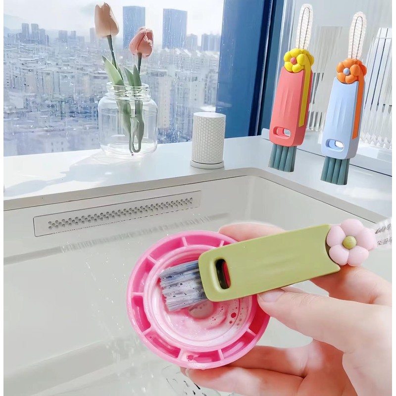 Sayehuanye 3 in 1 Cup Lid Cleaning Brush, Multifunctional Bottle