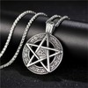 FIZIZDH Men's Stainless Steel Star Pentagram Pentacle Pagan Wiccan Witch