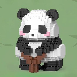 Panda Building Block, 1 Set Cute Animal Building Block DIY Room Model Assembly Gift, Creative Cute Desktop Ornament, Display Model Assembly Toy:_Black And White_one size