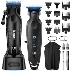 KEMEI 2293 2290D - Cortapelos inalámbricos para hombres profesionales, cortapelos y cortapelos para hombres, kit eléctrico de corte de pelo, herramientas de corte de pelo recargables, color negro