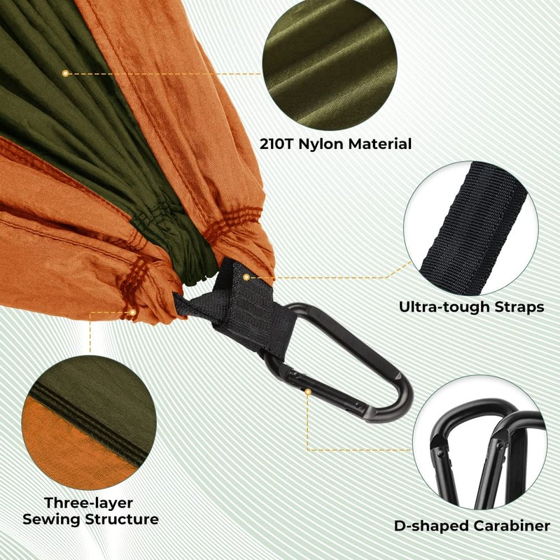 Glymnis Camping Hammock for 2 Person Nylon Lightweight Portable Double