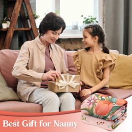 Gleevara Nanny Gifts, Nanny, Nanny Gifts from Grandchildren, Soft Tulip Flannel Blanket Gifts for Nanny on Her Birthday Mothers Day157x132 cm