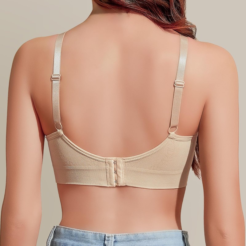 Eleplus 3 Pieces Deep V Non Wired Bras for Women