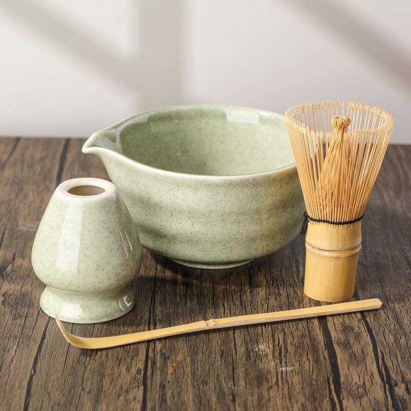 片口茶碗セット 茶道具 片口抹茶碗 茶筅（百本立）茶筅立て 茶杓 片口波身