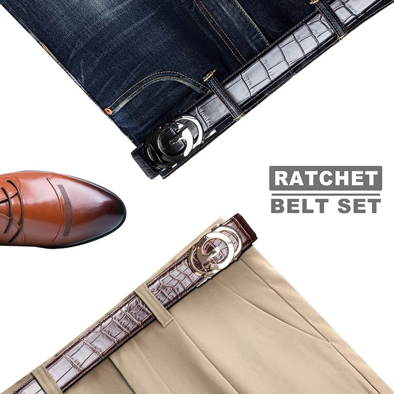 YOORAN Ratchet Belts for Men 2 Pack Adjustable Designer Belts