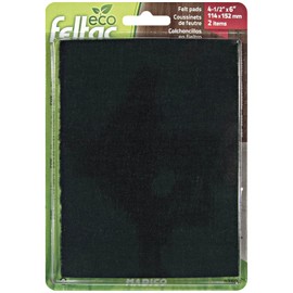 Eco Feltac Self-Stick Felt Floor Savers Sheet, Black, 114 x 152 mm (Pack of 2)
