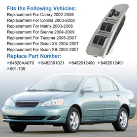 RUIANOMG Master Power Window Switch and Bezel Replacement for Camry 2002-2006 Corolla 2003-2008 Tacoma 2005-2007, Replace 84820-AA070