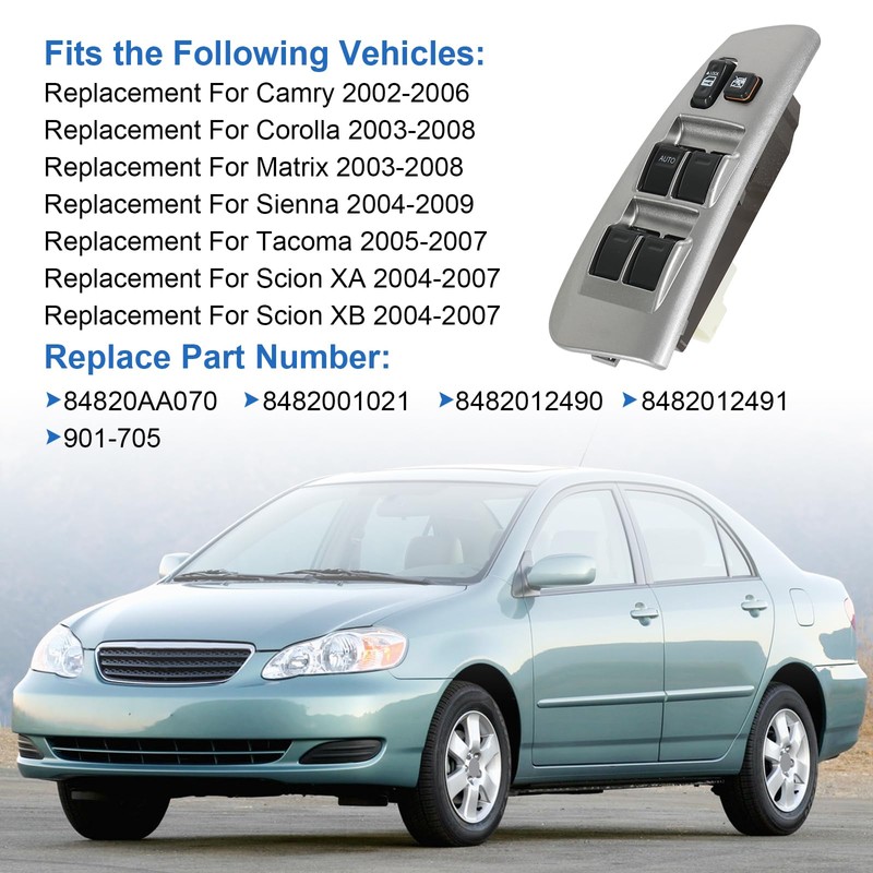 RUIANOMG Master Power Window Switch and Bezel Replacement for Camry