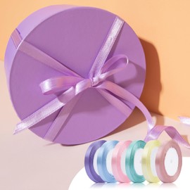 Foshird Satin Ribbon Pastel 10 mm x 22 m Gift Ribbon Colourful Ribbon 6 Colours Ribbons for Crafts Decorative Ribbon for Balloons Wedding Birthday DIY Gift Packaging