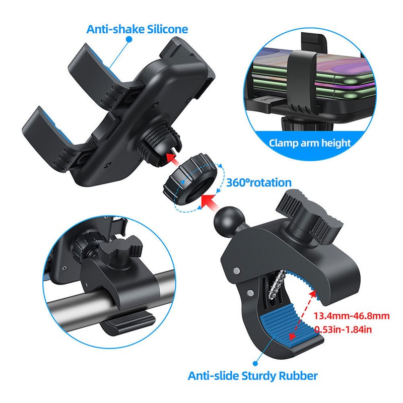 Bike Phone Mount Universal Adjustable Angle Motorcycle Handlebar Cell Phone