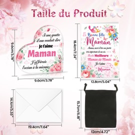 DPKOW Cadeau pour Maman Mères, Plaque Acrylique Je t'aime Maman Carte de Vœux with Enveloppe pour Fête des Mères Cadeau pour Anniversaire Noël Maman Objets de Décoration Carte Bonne Fête Maman
