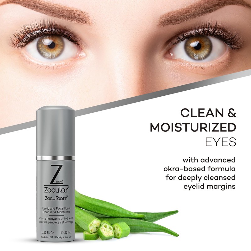 Zocular ZocuFoam Eyelid Cleanser - Foaming Eyelid Scrub - Natural