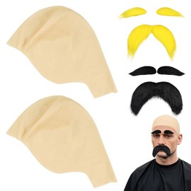 2 Stück Glatzenkappe Bald Cap Glatze Perücke Bald Caps Glatze Kappe Pitbull Glatze Fake Glatze Latex Glatze Glatzenkappe Bald Cap Glatze Perücke Bald Caps Glatze Kappe