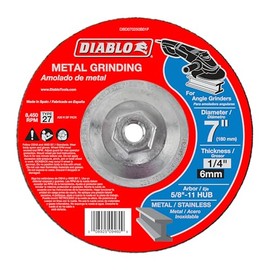Diablo Type 27 HUB Metal Grinding Disc - Superior Performance - 7" Diameter, 5/8"-11 Arbor, 27 Hub Type, 1/4" Thickness, 8450 Max RPM - DBD070250B01F